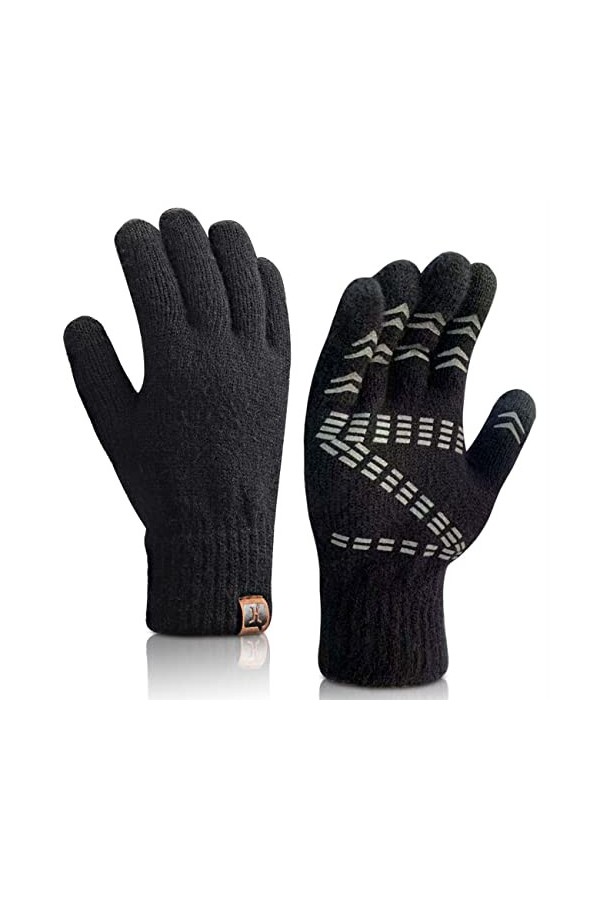 Maylisacc Gants Tactiles Femme Gant Thermique Froid avec Prise Anti-Dérapante en Silicone de Grande Taille, écran Tactile pou