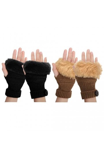 Gants Femme Gants Sans Doigts Moufles Gants Mitaine en Tricot pour Femme Gants dHiver Demi Doigts Arm Mitaines Tricotées Mou