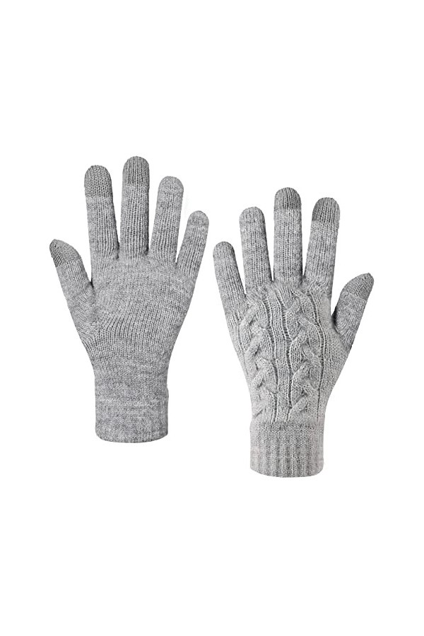 TAGVO Gants Tactiles Hiver pour Homme Femme, Gants Tricotés Chauds Doux Elastique pour Camping/Randonnée/Activités de Plein A