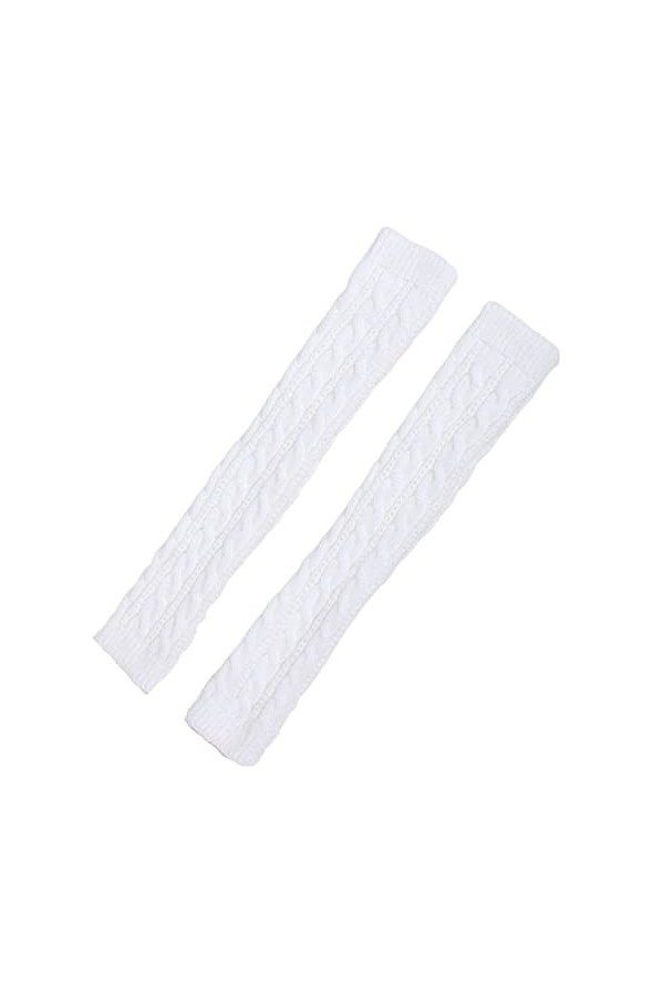 SamHeng Moufles en tricot pour femmes, hiver, chaudes et longues, sans doigts, avec trous pour le pouce