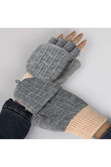 MIVAIUN Mitaine Femme Hiver Chaud Gants dhiver à Écran Tactile Gants Sans Doigts Mitaines avec Rabat avec Couverture Mitaine