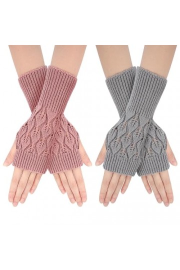 Gants Sans Doigts Gants Thermique dHiver Demi Doigts Gants avec Trou de Pouce Tricoté Chaudes Poignet pour Femmes et Filles 