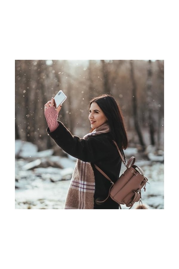 Gants Sans Doigts Gants Thermique dHiver Demi Doigts Gants avec Trou de Pouce Tricoté Chaudes Poignet pour Femmes et Filles 