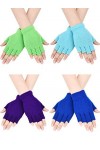 4 Paires Gants sans Doigts Mitaines Demi-Doigt Gants de Dactylographie Tricotés de Couleur Unie dHiver pour Présent de Noël 