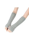 Chauffe-bras en tricot avec trou pour le pouce pour les femmes, gants longs dhiver sans doigts pour les bras, accessoires d