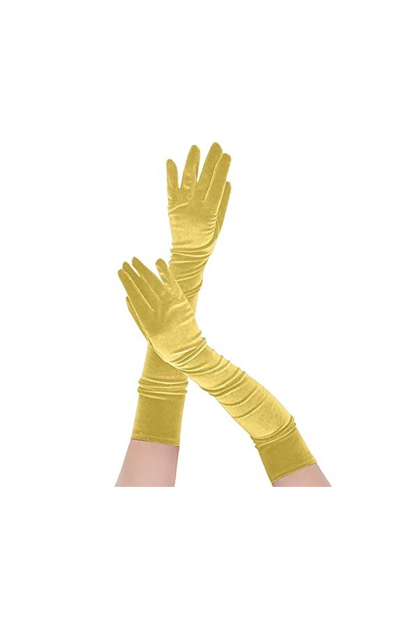 Memoryee Femmes Sexy Longs Gants Satin Coude Longueur 21 "Extensible Années 1920 Opéra De Mariage Soirée De Danse Gants et Mi