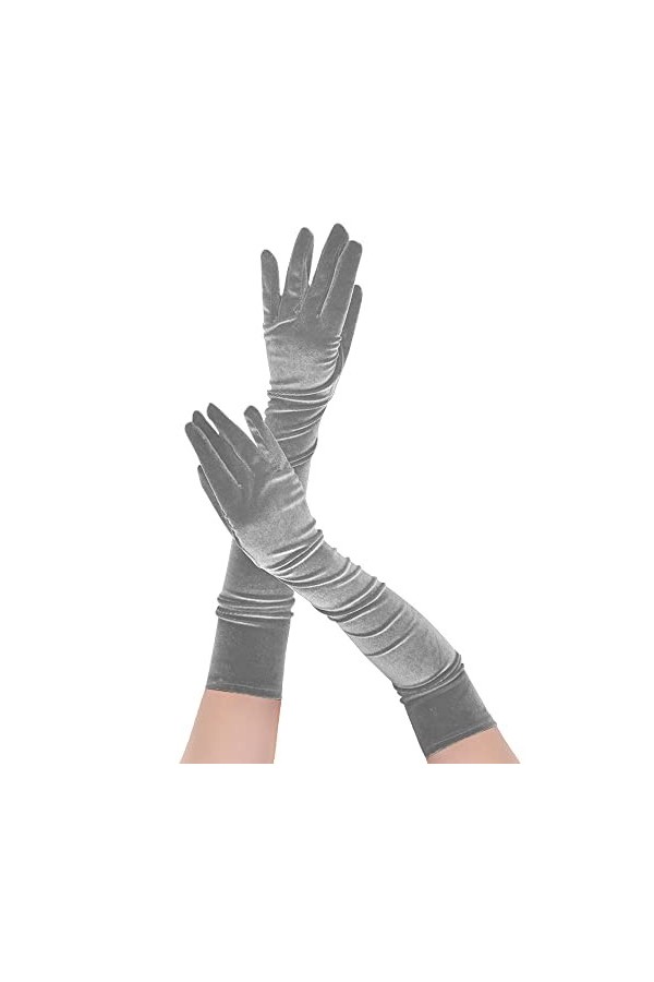 Memoryee Femmes Sexy Longs Gants Satin Coude Longueur 21 "Extensible Années 1920 Opéra De Mariage Soirée De Danse Gants et Mi