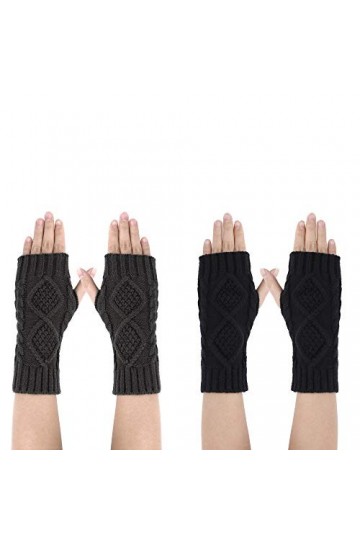 Gants en Tricot Femme Hiver Mitaines Sans Doigts Chaud Poignet Main Bras Mitaines Tricotés, Simples Confortable Arm Gants à E