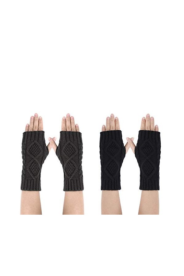 Gants en Tricot Femme Hiver Mitaines Sans Doigts Chaud Poignet Main Bras Mitaines Tricotés, Simples Confortable Arm Gants à E