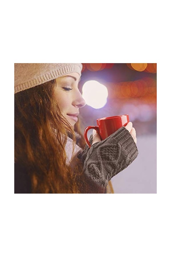 Gants en Tricot Femme Hiver Mitaines Sans Doigts Chaud Poignet Main Bras Mitaines Tricotés, Simples Confortable Arm Gants à E