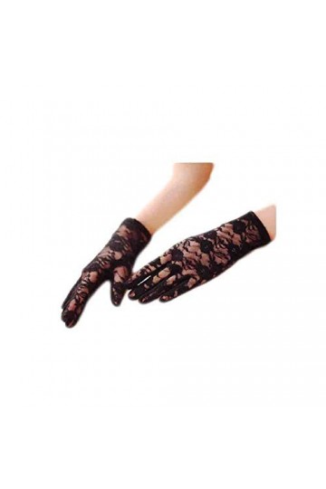 Gants De Femme Gants De En Young Styles Dentelle Mariée Fête De Mariage Soirée De Fête Moufles En Filet Moufles Color : Schw