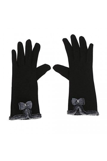 Femmes Femelle Gants DHiver DÉcran Moutons Young Styles Tactile Bowknot Moufles Mitaines Moufles Color : Schwarz, Size : O