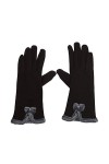 Femmes Femelle Gants DHiver DÉcran Moutons Young Styles Tactile Bowknot Moufles Mitaines Moufles Color : Schwarz, Size : O