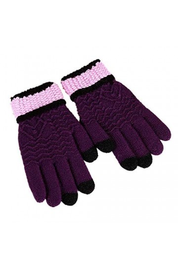 Gants Tricotés Pour Écran Pour Tactile Young Styles Femmes Moufles Tricotées Gants Hiver Gants Gants Doigts Color : Lila, Si
