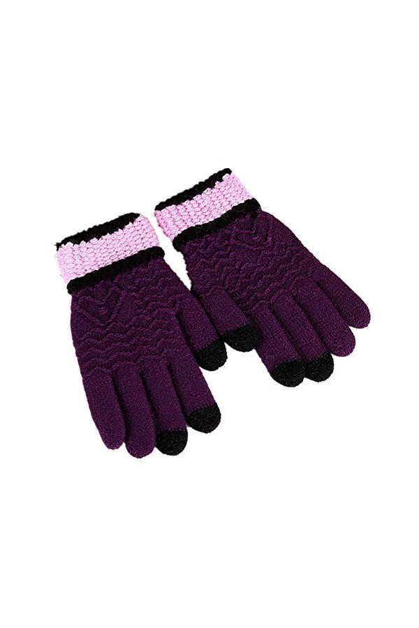 Gants Tricotés Pour Écran Pour Tactile Young Styles Femmes Moufles Tricotées Gants Hiver Gants Gants Doigts Color : Lila, Si