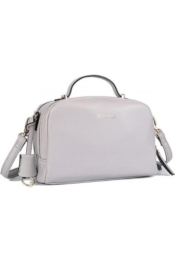 AFKOMST Sac à bandoulière en cuir de taille moyenne pour femme - Style vintage - Sac à main - Sac à bandoulière - Sac multi-p