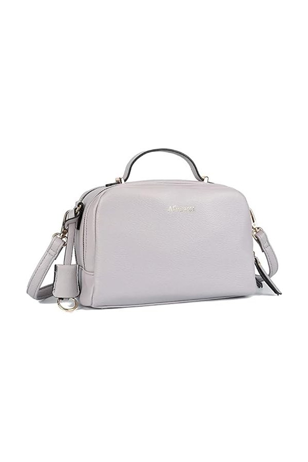 AFKOMST Sac à bandoulière en cuir de taille moyenne pour femme - Style vintage - Sac à main - Sac à bandoulière - Sac multi-p