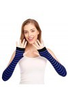 Manchettes-mitaines - Gants longs - style punk/gothique/rock, bleu/noir, taille unique