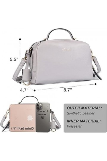 AFKOMST Sac à bandoulière en cuir de taille moyenne pour femme - Style vintage - Sac à main - Sac à bandoulière - Sac multi-p