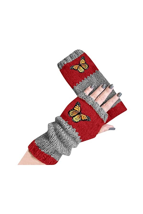 liangp Mitaines Mitaines Hiver Sans Doigts Vêtements Accessoires Gants Tricotés Taille Unique Tricoté Poignet Noir Longues Mo