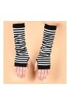 BJQZX Gants dhiver Femmes Femmes Automne Hiver Coude Gants Réchauffeur à Rayures Longues Gants Longs Gants de Poignet de mou