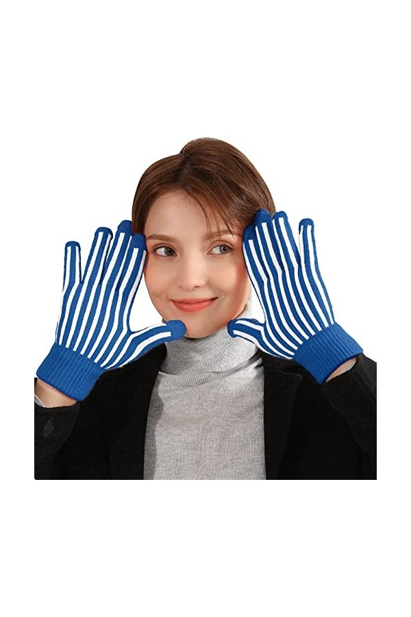 Gants sans doigts Gants dhiver doux et chauds tricotés poignet hiver chaud unisexe pour moufles, bleu, taille unique