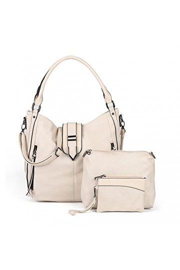 AFKOMST Large Hobo Tote Bags,Top Handle Bags für Damen,Multi-Pocket Satchel Handtaschen mit passenden Geldbörsen,3-teiliges S