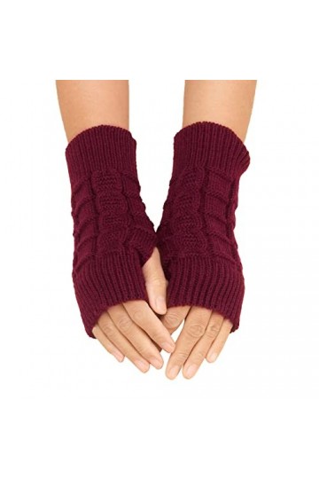 Gants sans doigts Gants Gants dhiver Gants tricotés Hiver Automne Jambes Chauffe-mains pour femmes Taille unique, rouge, tai
