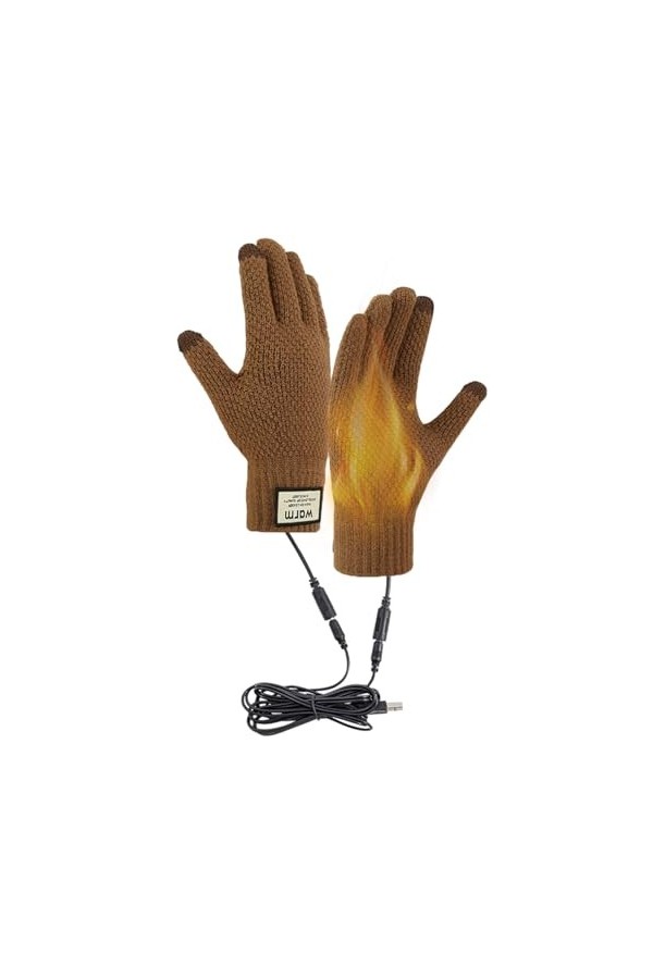 Gants dhiver, gants chauffants USB, gants à écran tactile double couche, gants chauffants pour les mains en peluche et confo