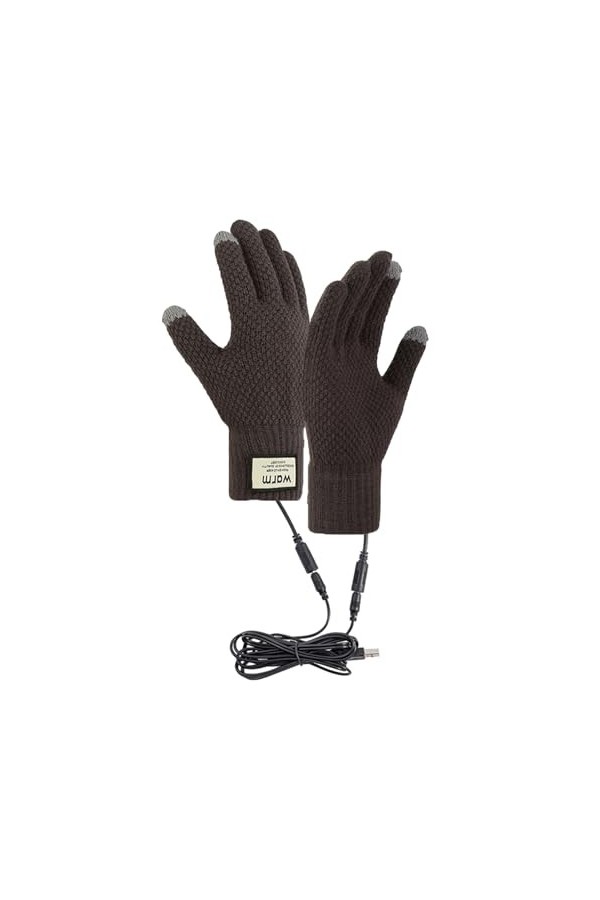 Gants dhiver, gants chauffants USB, gants à écran tactile double couche, gants chauffants pour les mains en peluche et confo