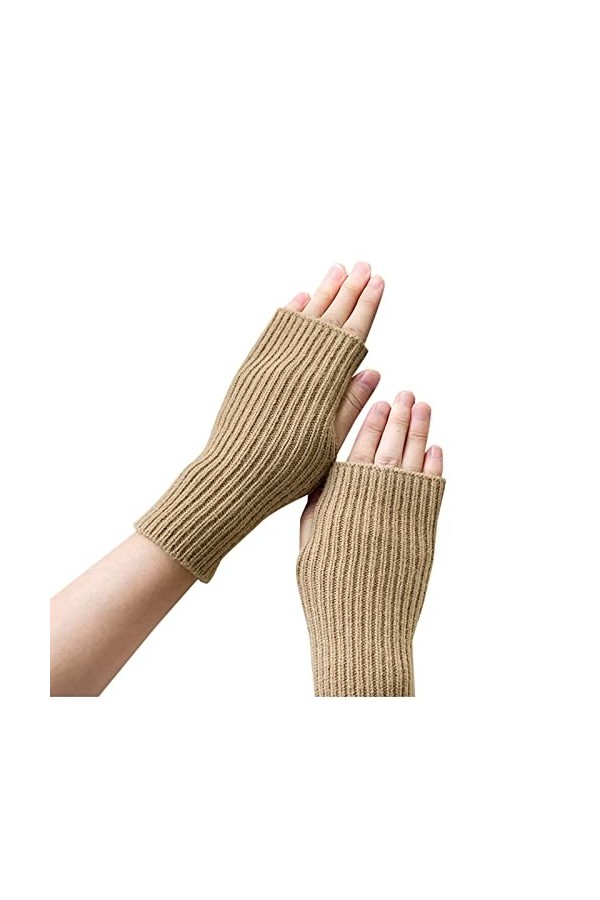 Mitaines sans doigts au poignet - Mitaines dhiver tricotées - Gants dhiver tricotés - Gants dhiver chauds - Chauffe-mains 