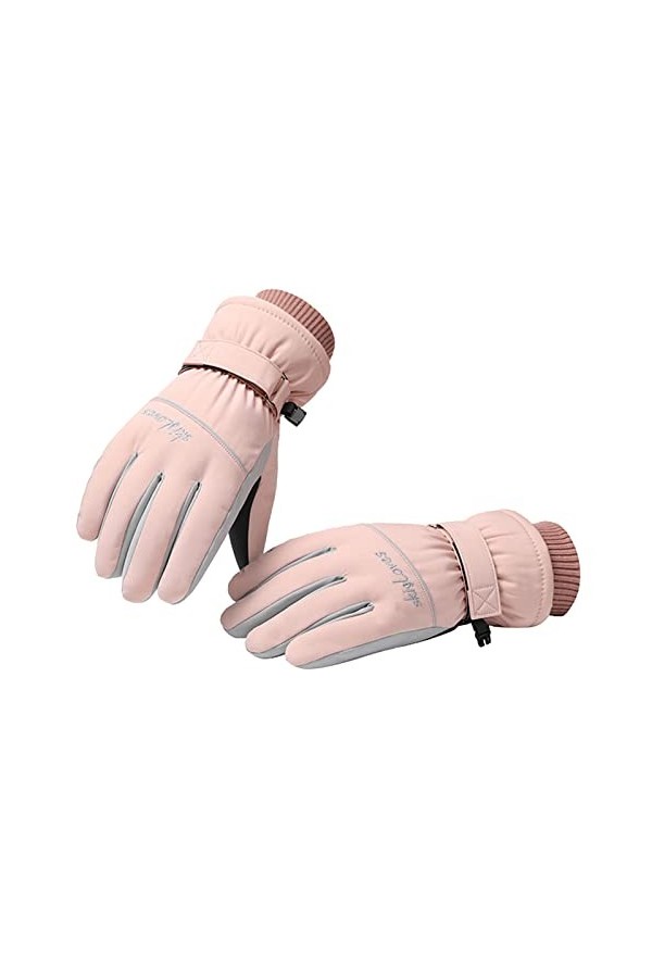 Moufles de ski pour femme - Chaudes et épaisses - Coupe-vent - Imperméables - En cuir