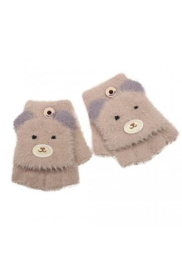 Gants dhiver chauds et épais en peluche pour enfants et femmes, café, taille unique