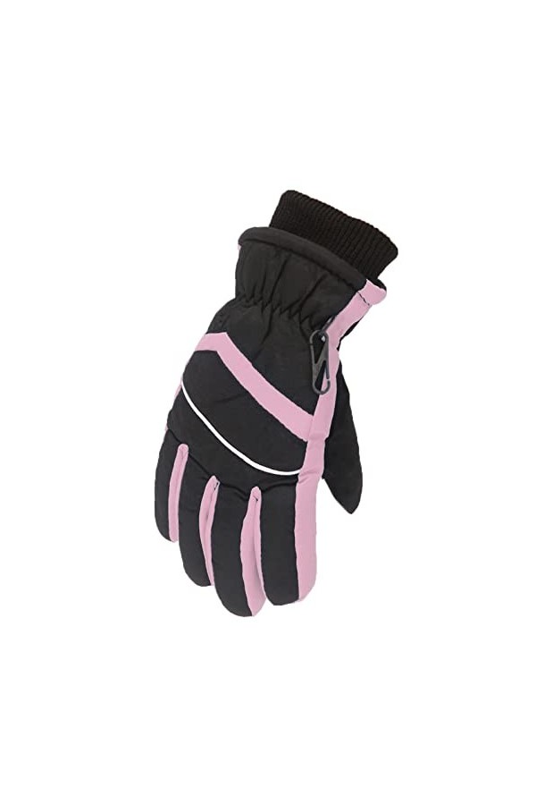 Gants dhiver dextérieur pour enfants garçons et filles - Gants de ski chauds et coupe-vent - Gants de ski durables, rose, t