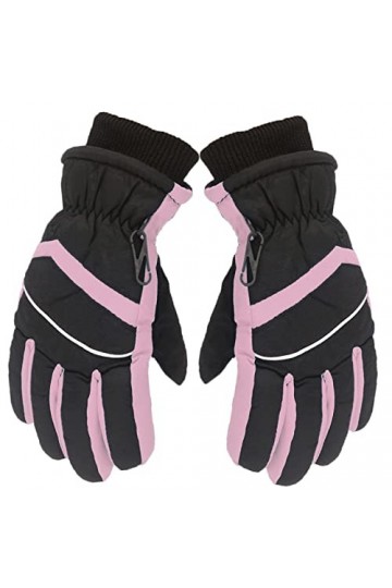 Gants dhiver dextérieur pour enfants garçons et filles - Gants de ski chauds et coupe-vent - Gants de ski durables, rose, t