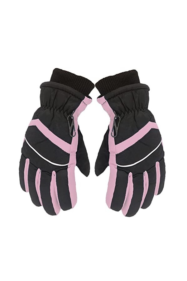Gants dhiver dextérieur pour enfants garçons et filles - Gants de ski chauds et coupe-vent - Gants de ski durables, rose, t