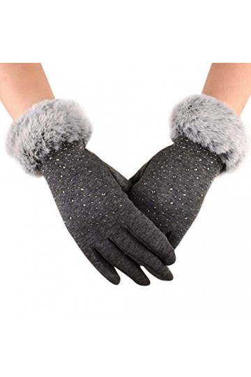 Gants Femmes Hiver Sports Plein De Young Styles Air Gants Chauds Poignets Souples Moufles Moelleuses Moufles Color : Grau, S