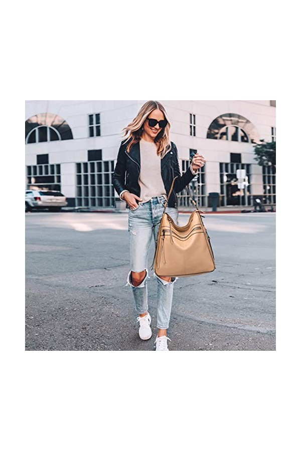 Roulens Sac a Main Femmes Hobo Sac Cabas Grand Cuir Sac à Bandoulière Dépaule Sac Fourre-tout PU Élégant