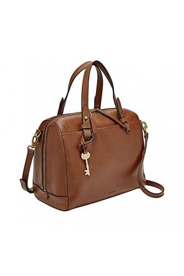 Fossil Sac pour femmes Rachel, Sacoche en cuir écologique et garniture en polyuréthane marron 25,4 cm L x 14,6 cm l x 20,3 cm
