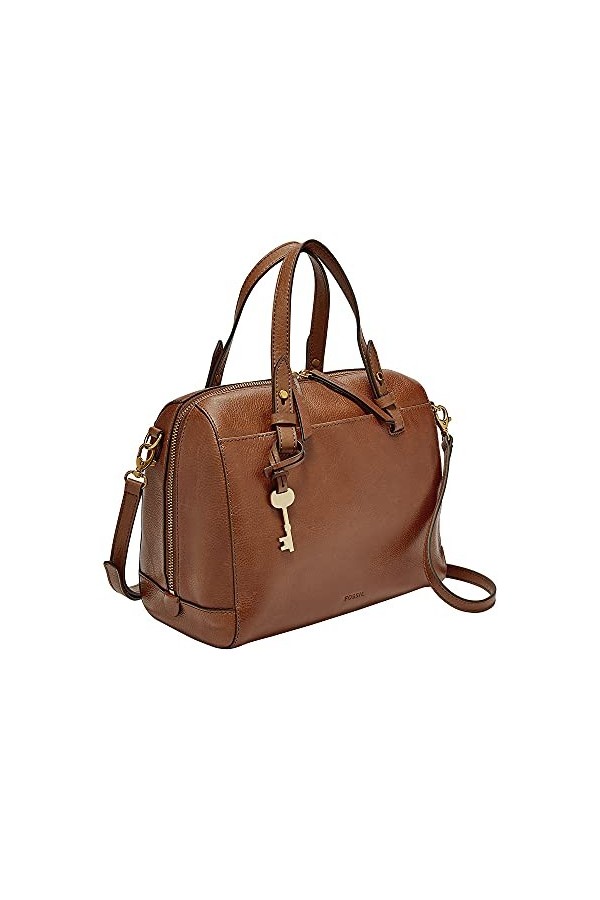 Fossil Sac pour femmes Rachel, Sacoche en cuir écologique et garniture en polyuréthane marron 25,4 cm L x 14,6 cm l x 20,3 cm
