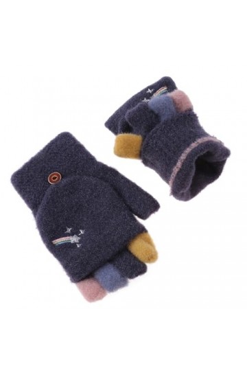 FOXBI Gants Hiver Homme Femme Gants sans doigts élégants mitaines convertibles tricotées chaudes dhiver Rabattable Moufles a