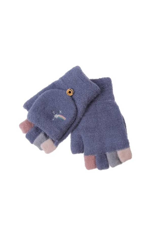 FOXBI Gants Hiver Homme Femme Gants sans doigts élégants mitaines convertibles tricotées chaudes dhiver Rabattable Moufles a