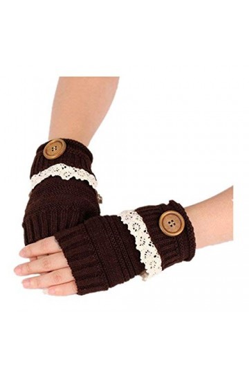 Gants Femmes Hiver Neige Manchettes Chaud Young Styles Main Mitaines Tricotées Moufles Color : Kaffee, Size : One Size 