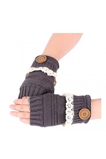 Gants Femmes Hiver Neige Manchettes Chaud Young Styles Main Mitaines Tricotées Moufles Color : Grau, Size : One Size 