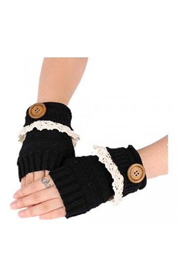 Gants Femmes Hiver Neige Manchettes Chaud Young Styles Main Mitaines Tricotées Moufles Color : Schwarz, Size : One Size 