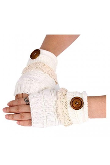 Gants Femmes Hiver Neige Manchettes Chaud Young Styles Main Mitaines Tricotées Moufles Color : Blanc, Size : One Size 