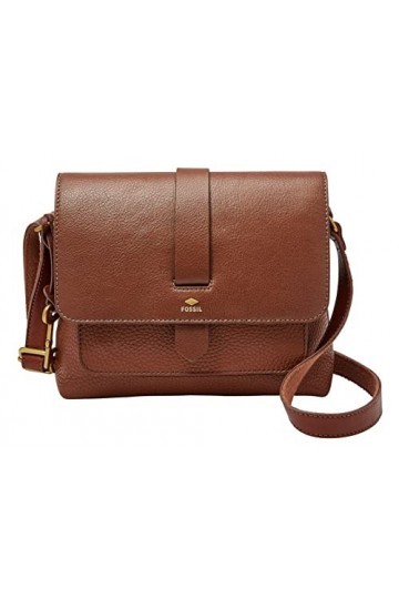 Fossil Sac pour femmes Kinley, Cuir/cuir, polyuréthane, polyester garniture de sangle Corps marron 22,9 cm L x 8,2 cm l x 18,