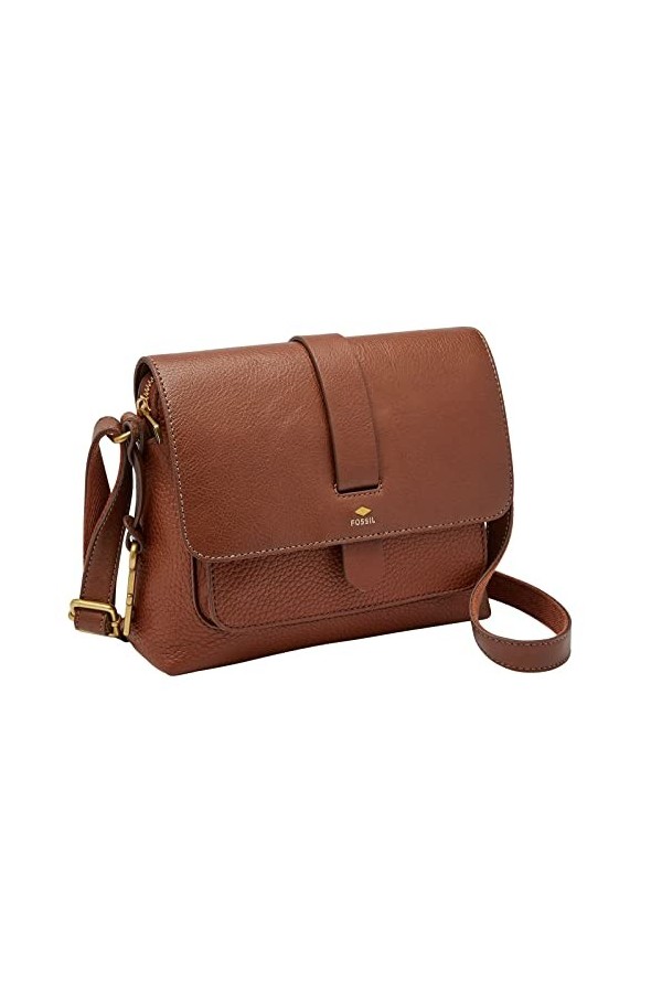 Fossil Sac pour femmes Kinley, Cuir/cuir, polyuréthane, polyester garniture de sangle Corps marron 22,9 cm L x 8,2 cm l x 18,