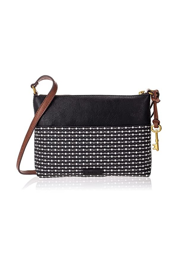 Fossil Sac pour femmes Fiona, Sac à bandoulière en cuir/polyuréthane noir 25,1 cm L x 4,8 cm l x 19 cm H ZB7266001