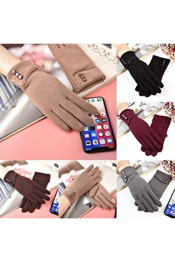 Printemps Hiver Mode Femmes Garder Au Chaud Manchette dhiver Doublure Douce Bouton Décoration Gants Chaud Gants dhiver Femm